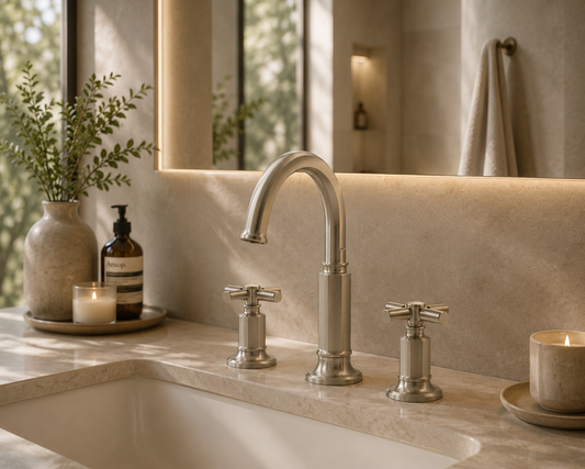 Robinet de toilette avec poignées largement diffusé avec bec arc - Moins de poignées 1,5 GPM