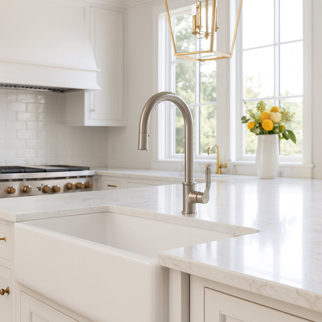 Robinet de cuisine Armstrong en nickel satiné