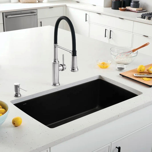 Évier de cuisine à simple cuve avec crépine Diamond Silgranit - Noir